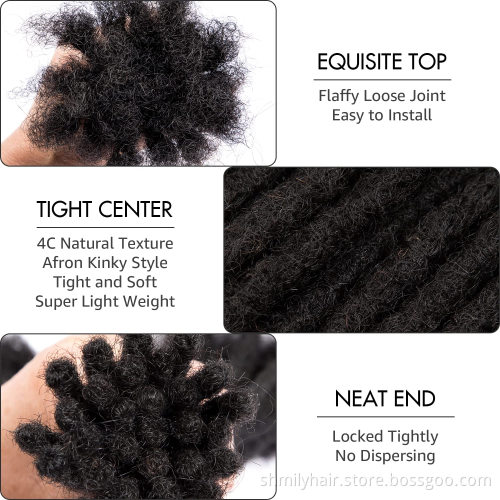 Shmily Wholesale 0.6cm Thickness 6 Inch to 24 inch 100% Human Hair Soft Afro Kinky Dreadlock Extensions for Man/Women